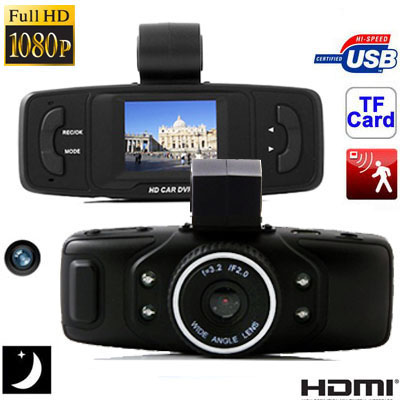 G5000 Black, 1.5 inch LCD Full HD 1080P Dual Camera Car DVR with Night Vision / Motion Detection / HDMI/ Micro SD/TF Card / AV O - Click Image to Close